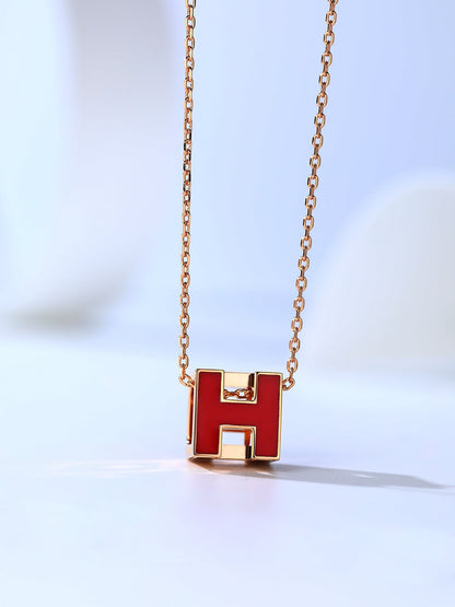 [Topon Jewelry]H CAGE PINK GOLD NECKLACE