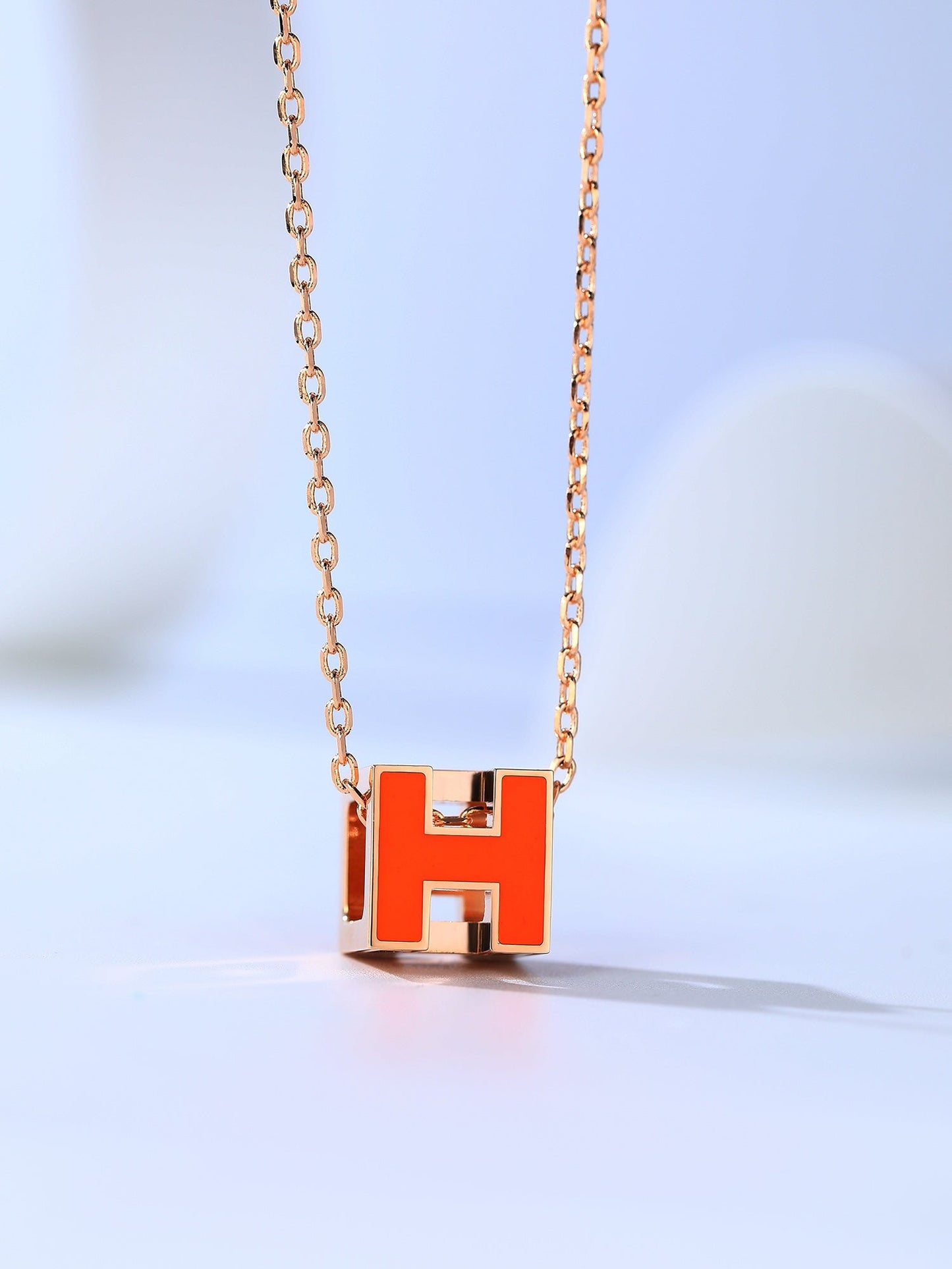 [Topon Jewelry]H CAGE PINK GOLD NECKLACE