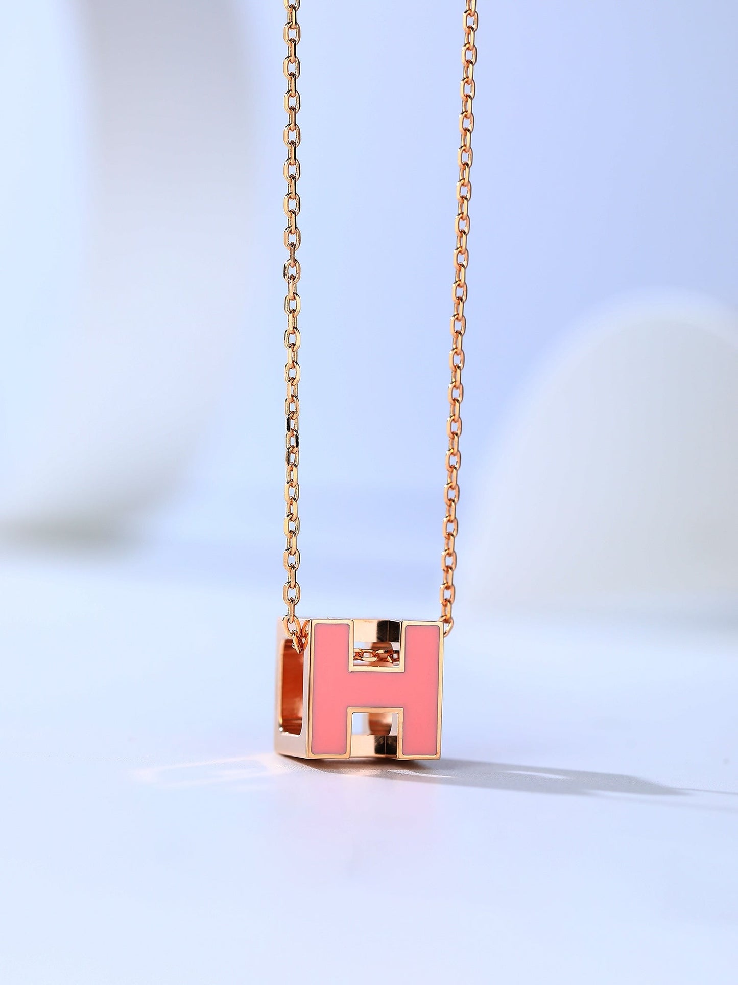 [Topon Jewelry]H CAGE PINK GOLD NECKLACE