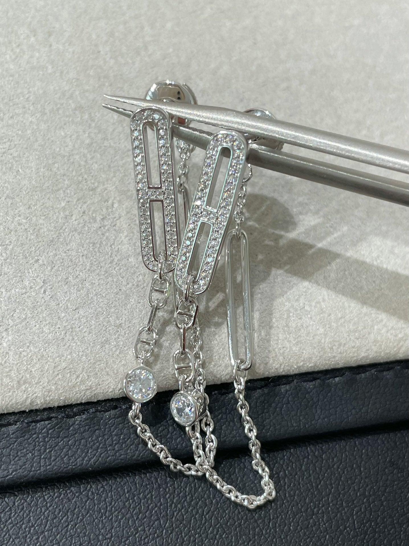 [Topon Jewelry]CHAINE CHAOS DIAMOND DROP EARRINGS