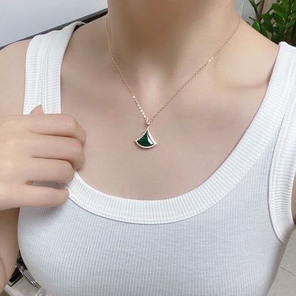 [Topon Jewelry]DREAM MALACHITE DIAMOND PAVED PINK GOLD NECKLACE