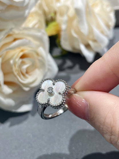 [Topon Jewelry]CLOVER SILVER MOP DIAMOND RING