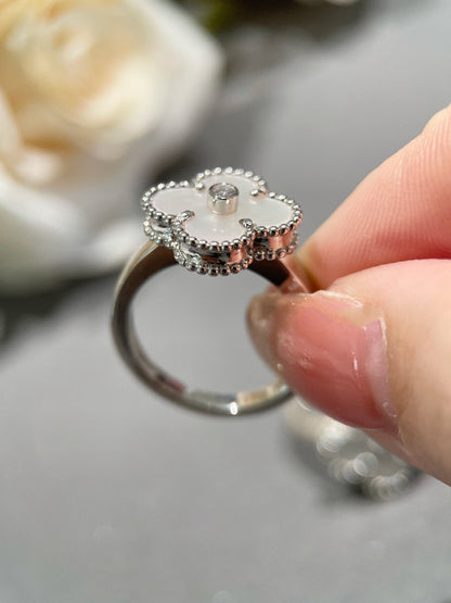 [Topon Jewelry]CLOVER SILVER MOP DIAMOND RING