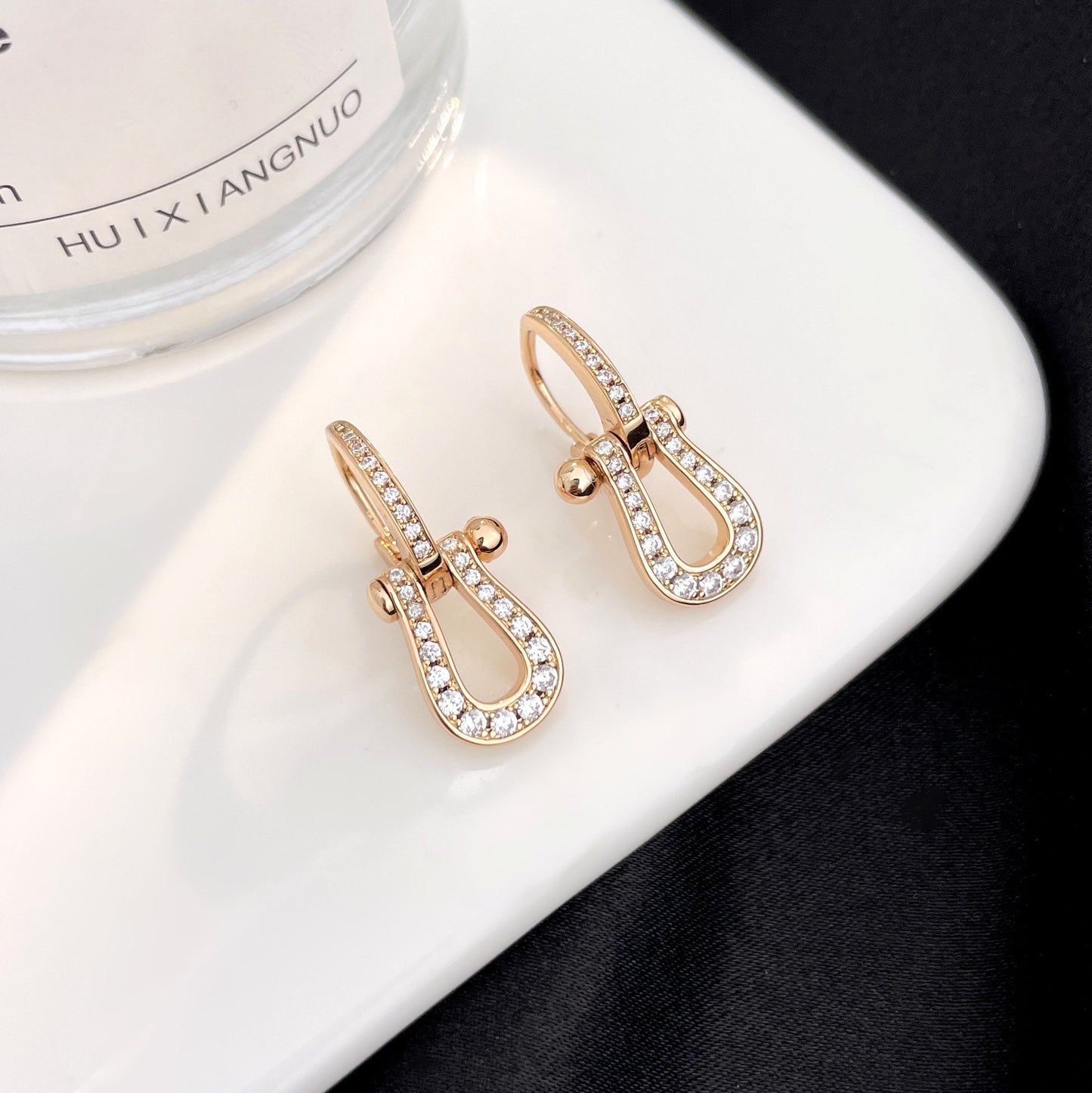 [Topon Jewelry]FORCE 10 FULL DIAMOND DROP EARRINGS MEDIUM MODEL