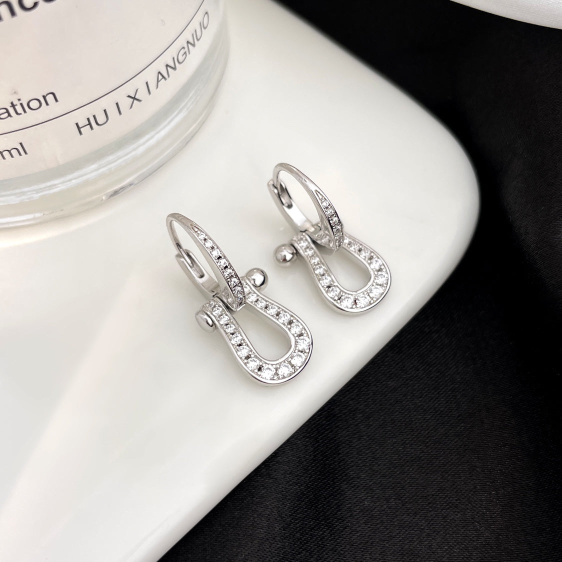 [Topon Jewelry]FORCE 10 FULL DIAMOND DROP EARRINGS MEDIUM MODEL