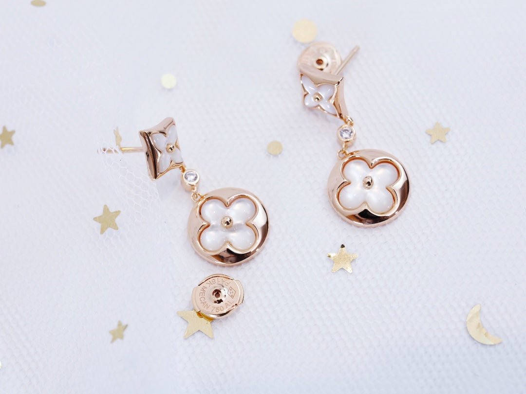 [Topon Jewelry]STAR AND SUN PINK GOLD MOP DROP EARRINGS