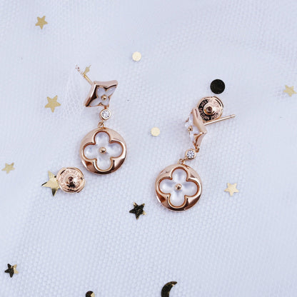 [Topon Jewelry]STAR AND SUN PINK GOLD MOP DROP EARRINGS