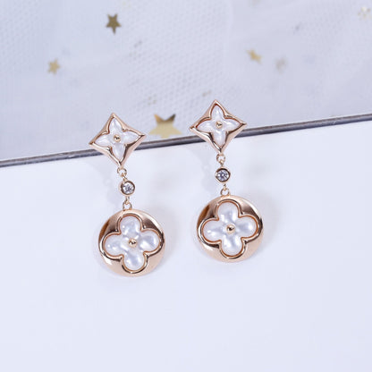 [Topon Jewelry]STAR AND SUN PINK GOLD MOP DROP EARRINGS