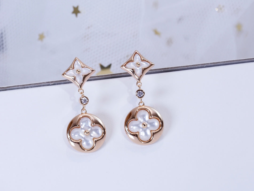 [Topon Jewelry]STAR AND SUN PINK GOLD MOP DROP EARRINGS