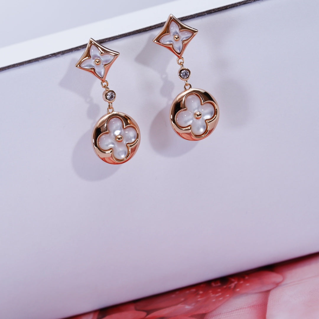 [Topon Jewelry]STAR AND SUN PINK GOLD MOP DROP EARRINGS