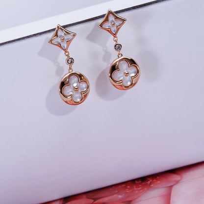 [Topon Jewelry]STAR AND SUN PINK GOLD MOP DROP EARRINGS