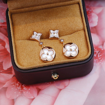 [Topon Jewelry]STAR AND SUN PINK GOLD MOP DROP EARRINGS