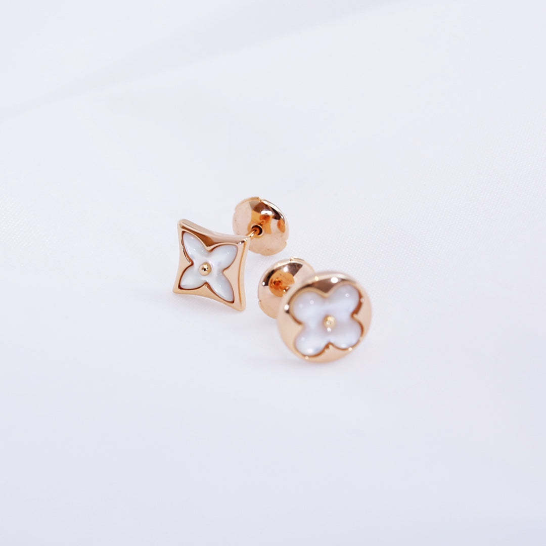 [Topon Jewelry]STAR AND SUN PINK GOLD MOP STUD EARRINGS