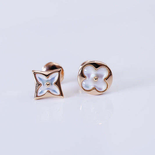 [Topon]STAR AND SUN PINK GOLD MOP STUD EARRINGS