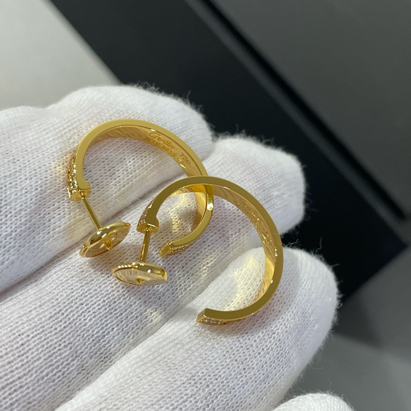 [Topon Jewelry]LOVE DIAMOND GOLD HOOP EARRINGS