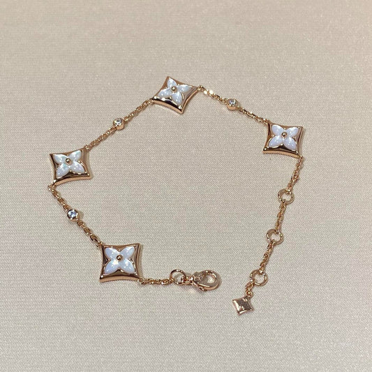 [Topon]STAR 4 MOTIF MOP DIAMOND PINK GOLD BRACELET