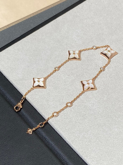 [Topon Jewelry]STAR 4 MOTIF MOP DIAMOND PINK GOLD BRACELET