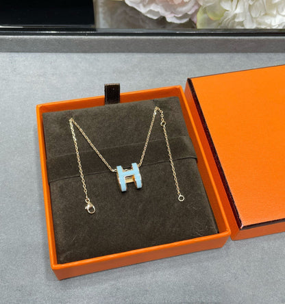 [Topon Jewelry]POP H SKY BLUE NECKLACE