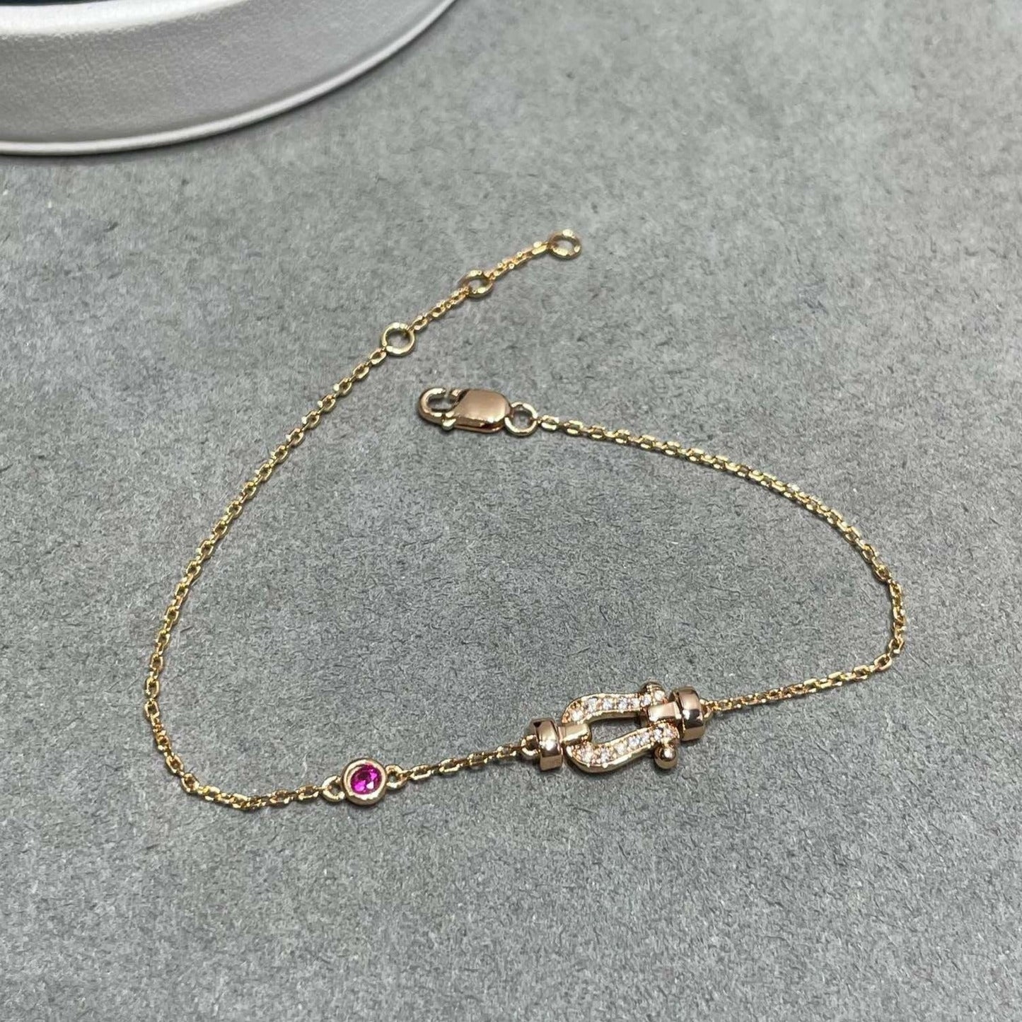 [Topon Jewelry]FORCE 10 DIAMOND CHAIN LINK PINK GOLD BRACELET