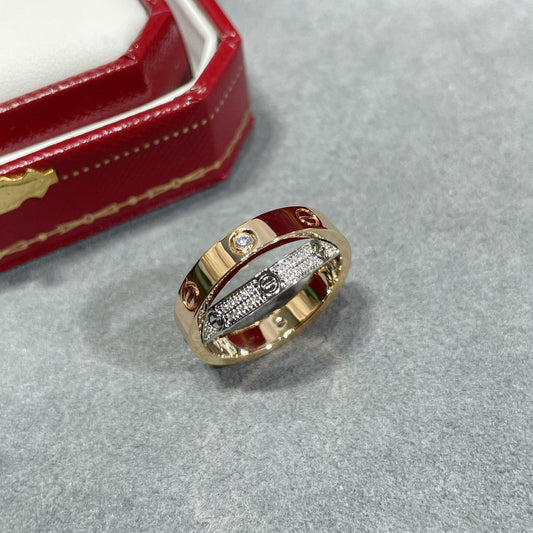 [Topon]LOVE PINK GOLD SILVER DIAMOND DOUBLE RING