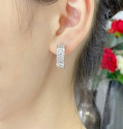 [Topon Jewelry]LOVE 5.5MM DIAMOND PAVED EARRINGS