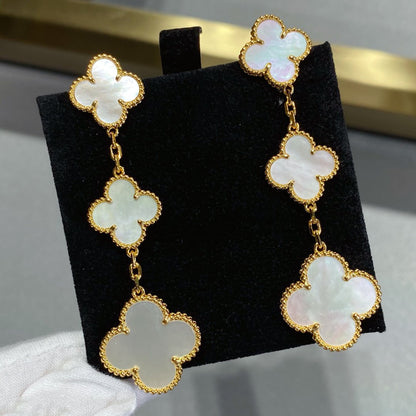 [Topon Jewelry]CLOVER MOP 3 MOTIFS GOLD EARRINGS