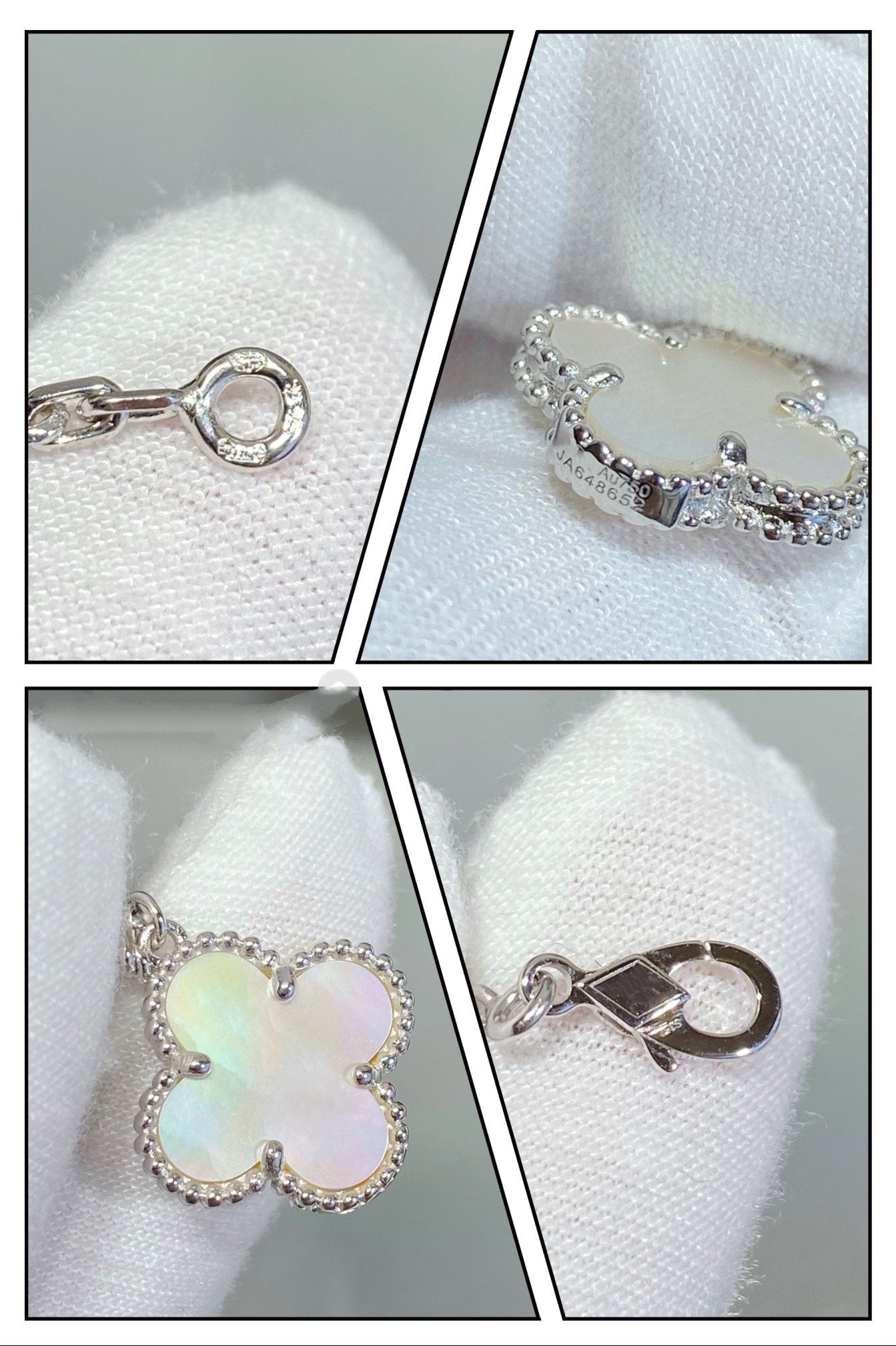 [Topon Jewelry]CLOVER 5 MOTIF WHITE MOP SILVER BRACELET