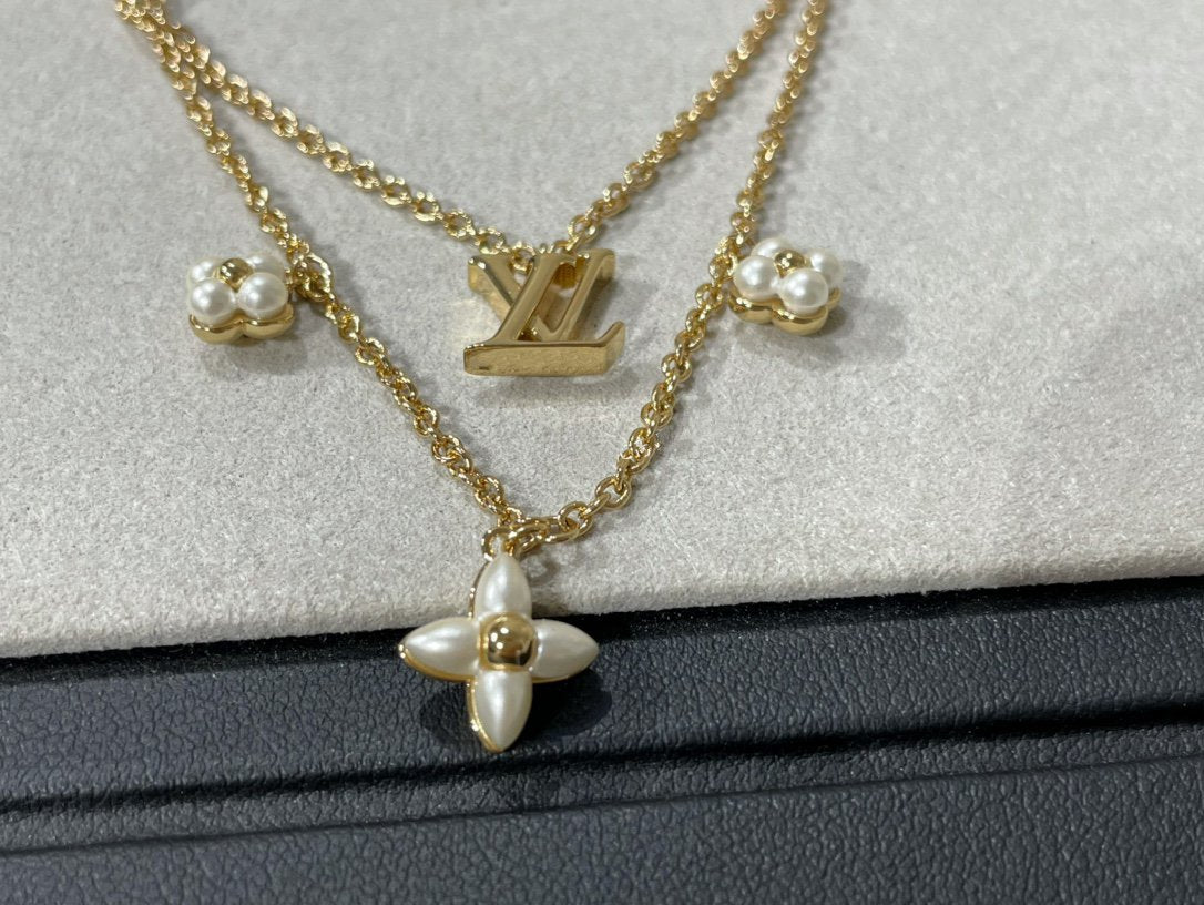 [Topon Jewelry]FLOWERGRAM GOLD MOP DOUBLE ROW NECKLACE