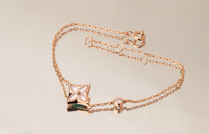 [Topon Jewelry]STAR PINK MOP 1 DIAMOND PINK GOLD NECKLACE