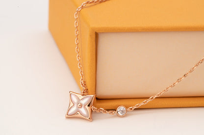 [Topon Jewelry]STAR PINK MOP 1 DIAMOND PINK GOLD NECKLACE