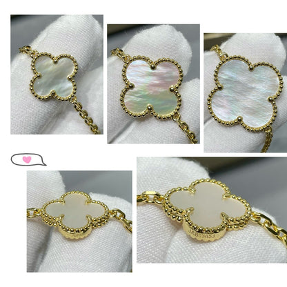 [Topon Jewelry]CLOVER 16 MOTIF WHITE MOP GOLD NECKLACE