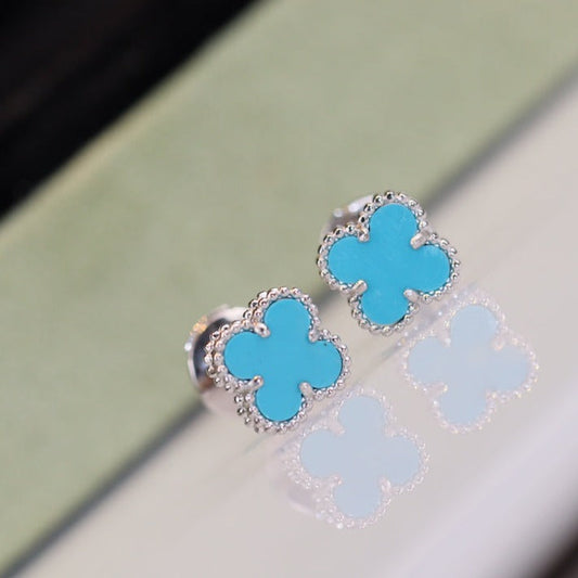 [Topon Jewelry]CLOVER MINI TURQUOISE SILVER STUD EARRINGS