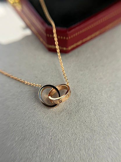 [Topon Jewelry]LOVE NECKLACE DOUBLE RING PINK GOLD