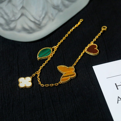 [Topon Jewelry]LUCKY SPRING 5 MOTIF GOLD BRACELET