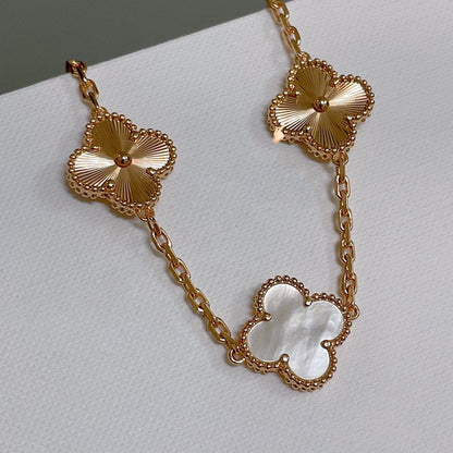 [Topon Jewelry]CLOVER BRACELET 5 MOTIF WHITE MOP PINK GOLD