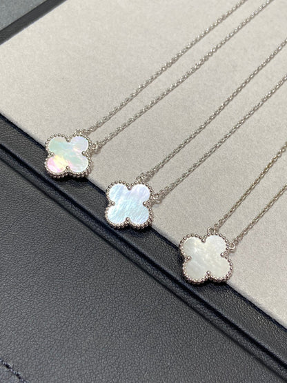 [Topon Jewelry]CLOVER MEDIUM SILVER WHITE MOP NECKLACE