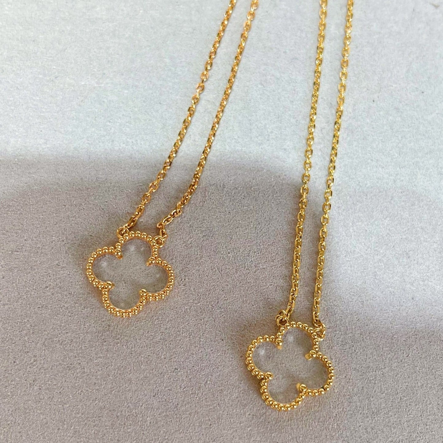 [Topon Jewelry]CLOVER ROCK CRYSTAL ROSE GOLD NECKLACE