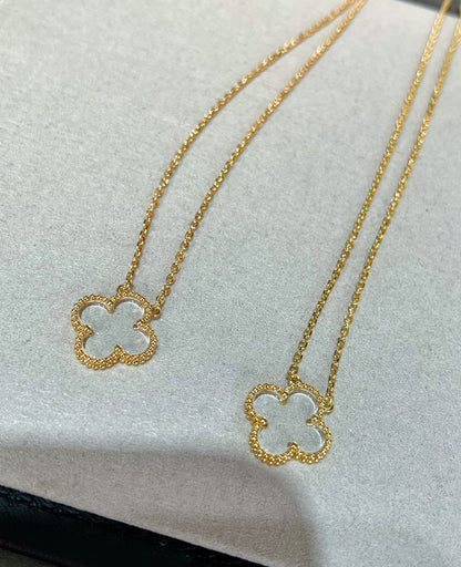 [Topon Jewelry]CLOVER ROCK CRYSTAL ROSE GOLD NECKLACE