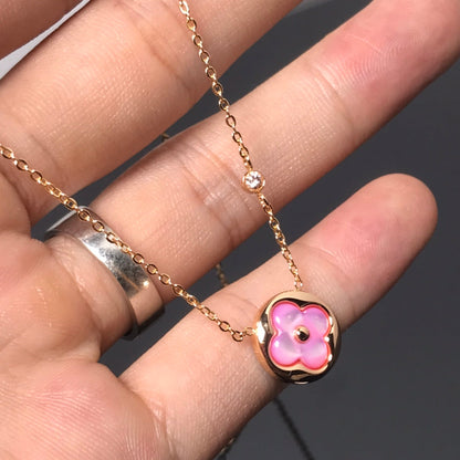 [Topon Jewelry]COLOR BLOSSOM PINK MOP SUN GOLD NECKLACE