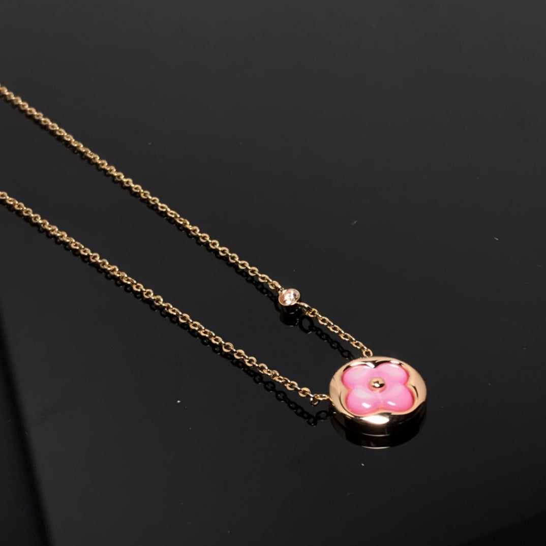 [Topon]COLOR BLOSSOM PINK MOP SUN GOLD NECKLACE