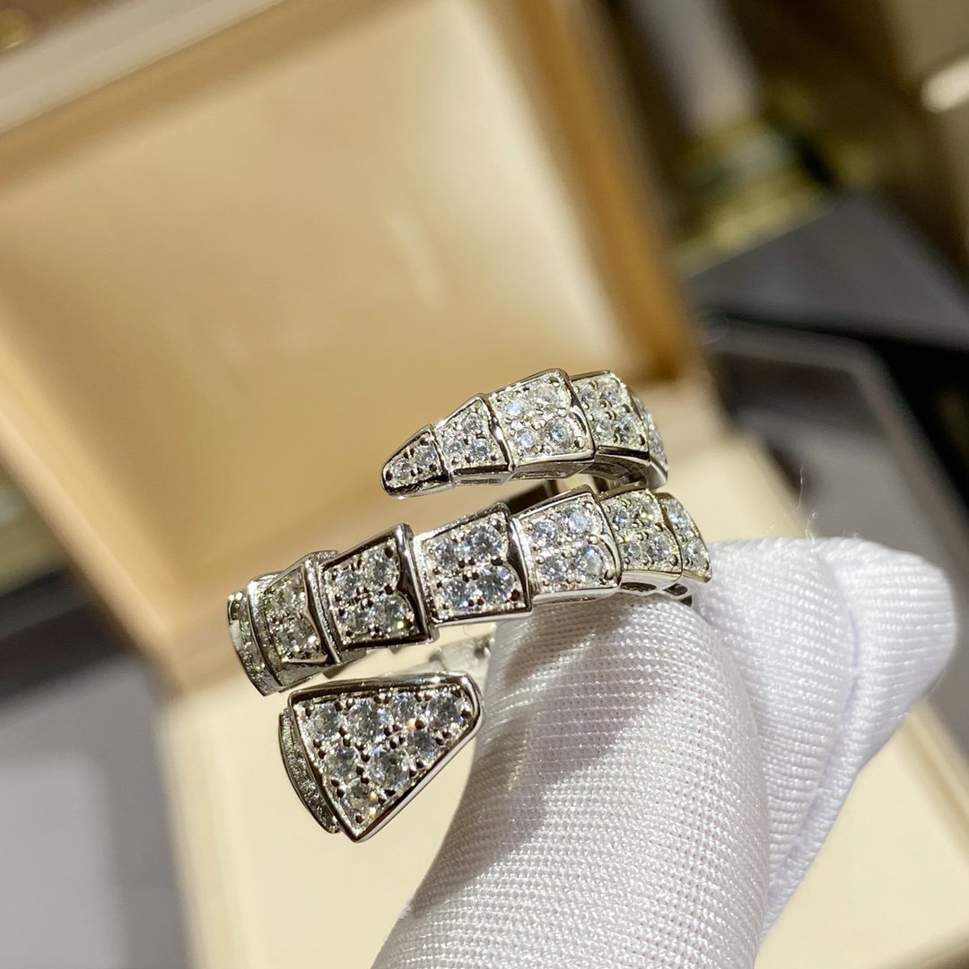 [Topon Jewelry]SERPENTI DOUBLE RING SILVER DIAMOND PAVED