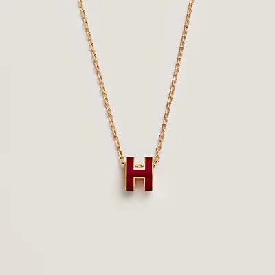 [Topon Jewelry]HM CLIC RED ENAMEL GOLD NECKLACE