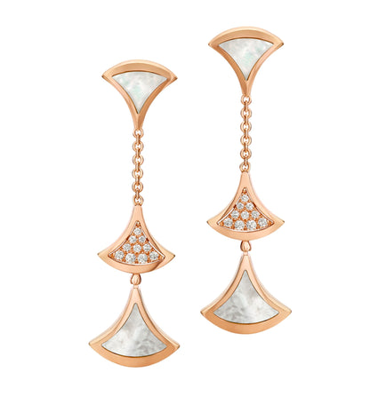 [Topon Jewelry]DREAM EARRINGS 3 MOTIFS DIAMOND MOP PINK GOLD