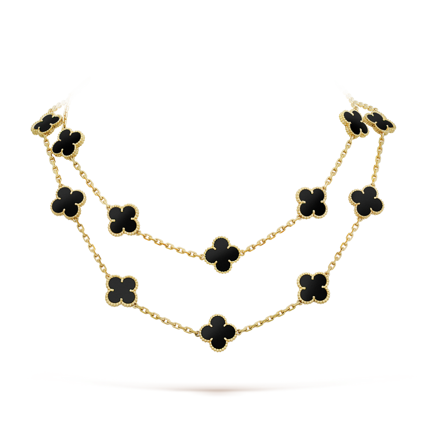 [Topon]CLOVER 20 MOTIFS ONYX NECKLACE