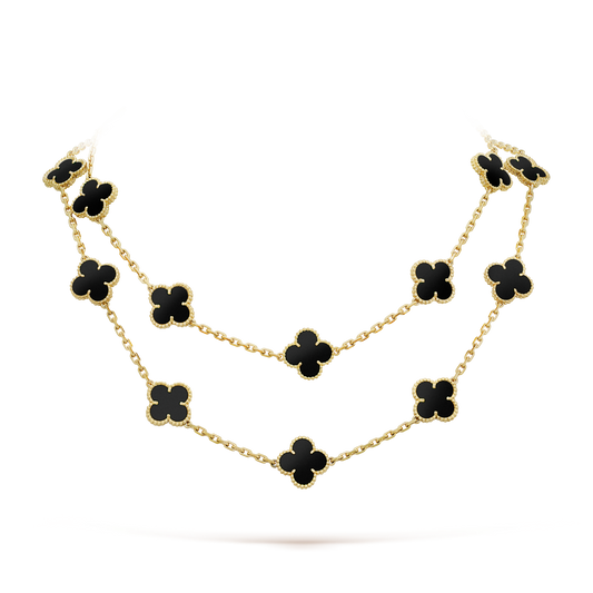 [Topon]CLOVER 20 MOTIFS ONYX NECKLACE