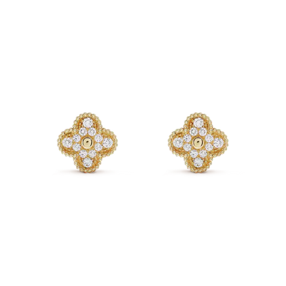 [Topon Jewelry]CLOVER MEDIUM 1 MOTIFS FUll DIAMOND EARRINGS