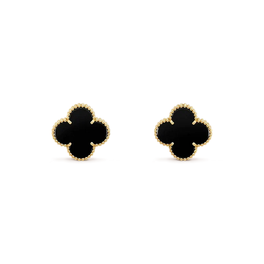 [Topon]CLOVER MEDIUM 1 MOTIFS  ONYX STUD EARRINGS