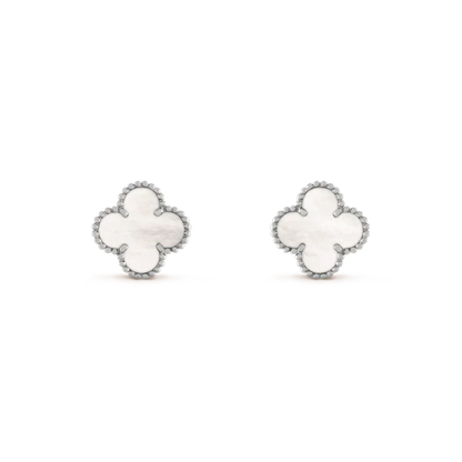 [Topon]CLOVER MEDIUM 1 MOTIFS  WHITE MOP EARRINGS SILVER