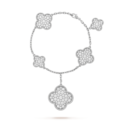 [Topon Jewelry]CLOVER 6 MOTIFS SILVER DIAMOND BRACELET