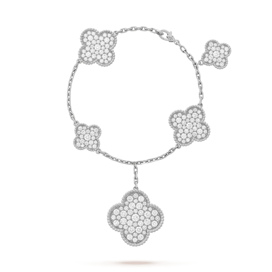 [Topon Jewelry]CLOVER 6 MOTIFS SILVER DIAMOND BRACELET